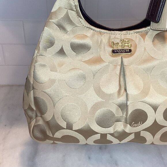Coach Madison Maggie OpArt Gold/Tan Hobo Bag - Picture 2 of 16
